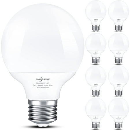 

SHINESTAR 8 Pack LED Globe Light Bulbs for Bathroom 60 Watt Equivalent 5000K Daylight E26 Base Bathroom Light Bulb Vanity Light Bulbs Non-dimmable Energy Saving