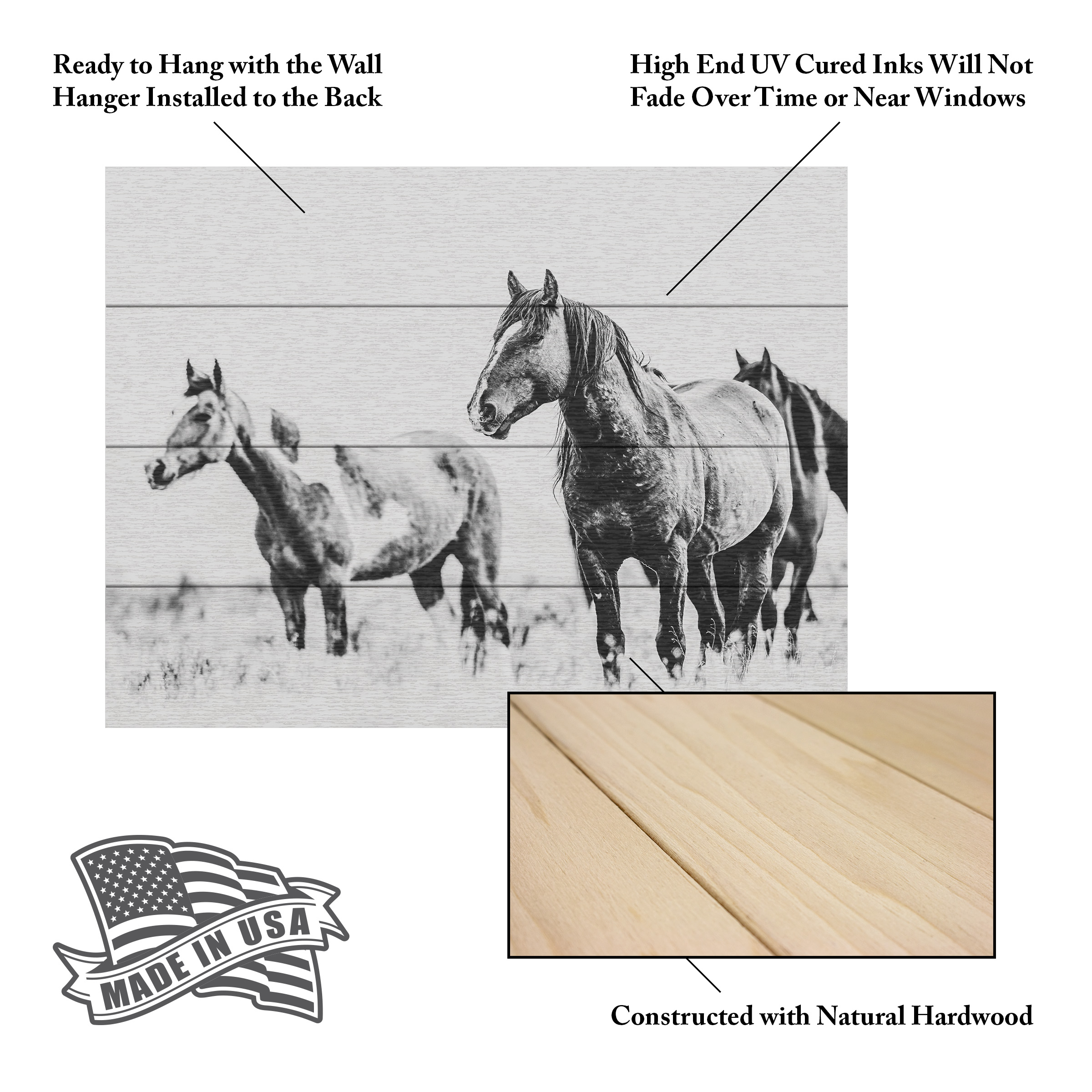 LightBoxJournal 'Wild Horses of the Great Basin 04' Wood Slat Art 12x16