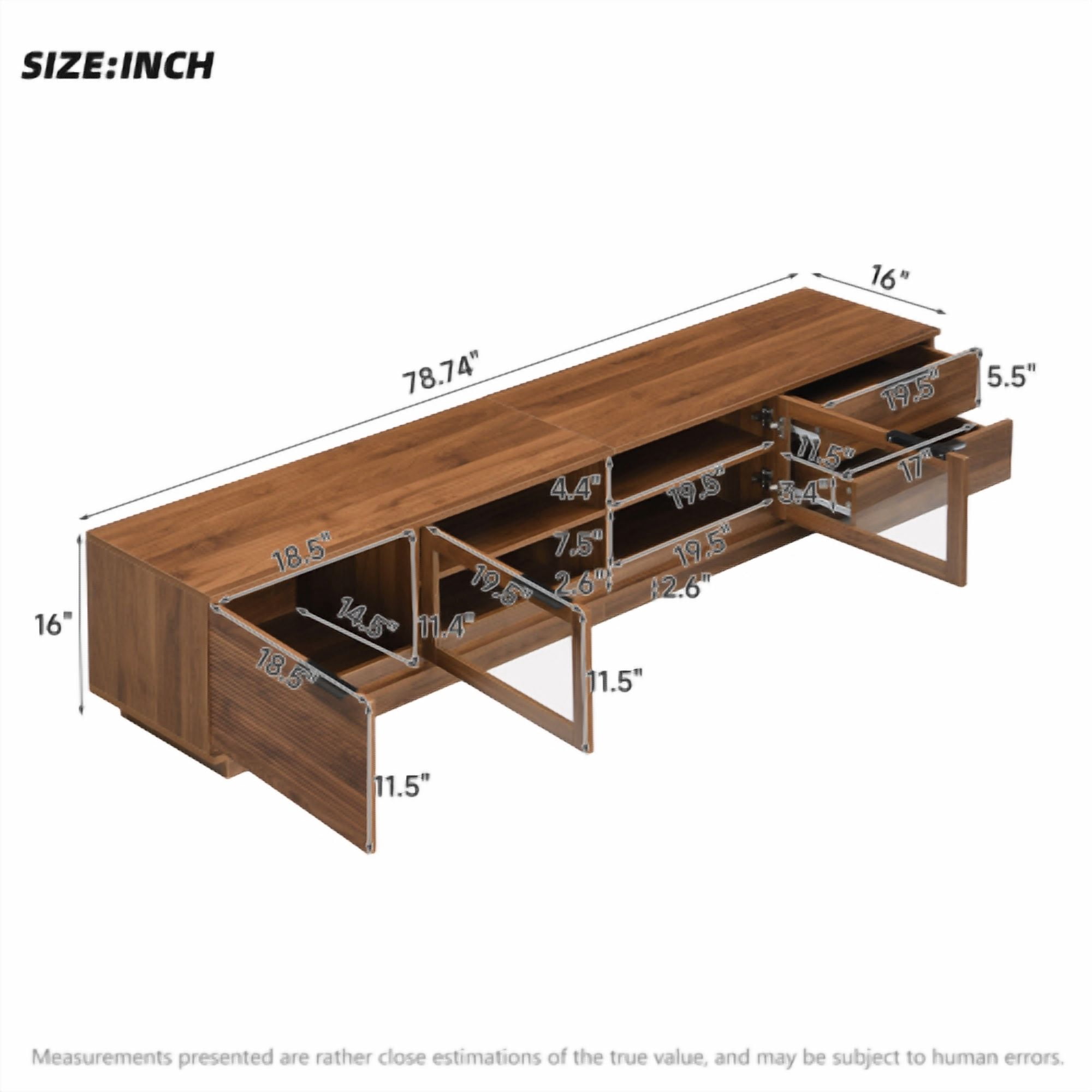 78-inch Modern TV Stand for TVs up to 85", Floor-Standing Entertainment Center with Two Drawers, Glass Doors, Soft-Closing Hinges, and Cable Management for Living Room