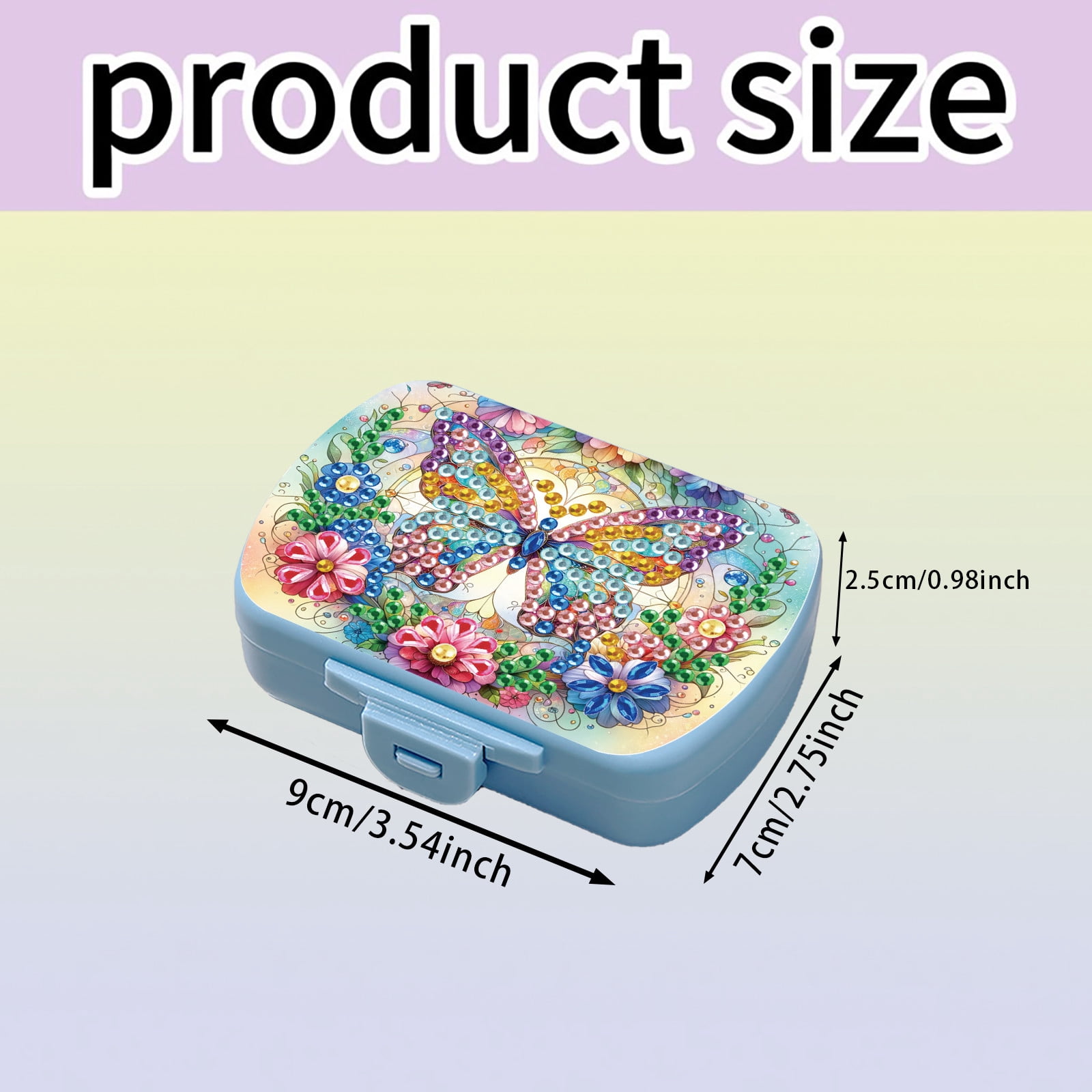 FLOPESN Diamond Art Painting Mini Storage Box with 6-Grid,Creative Design Compact Portable Small Case for Purse Travel Daily- Colorful Butterfly