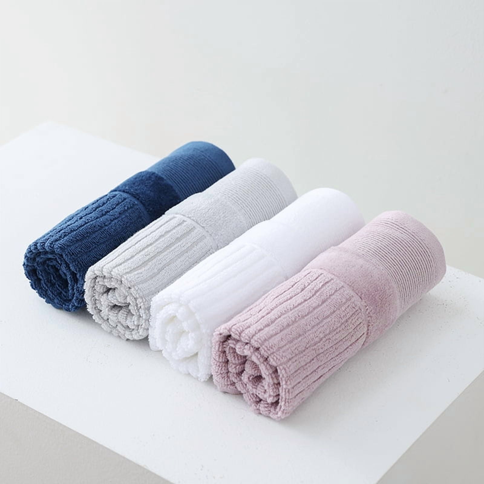 Namzi 6 Pcs white Thick Towels, 34x72cm Pure Cotton Bathroom Wash Cloths, Ultra-Absorbent & Soft Thick Towels for Daily Use, Ideal Cotton Washcloths for Face,