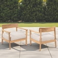 thumbnail image 3 of Tcbosik 2 Pack Outdoor Club Chairs with Cushions, Wooden Lounge Chair, Accent Armchair for Deck, Patio, Porch, Balcony, Easy Assembly, Teak & Beige, 3 of 11