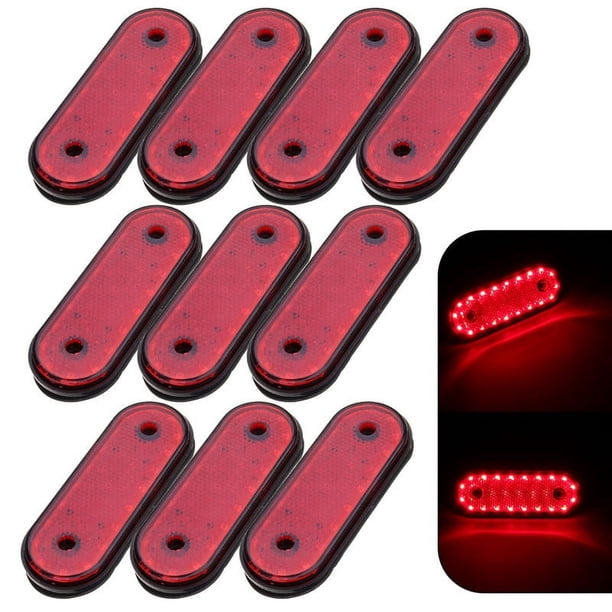 10 luces de posición laterales rojas de 12 V con 20 LED, luces de posición laterales LED, luces de maletero, luces de posición laterales para furgonetas y camiones