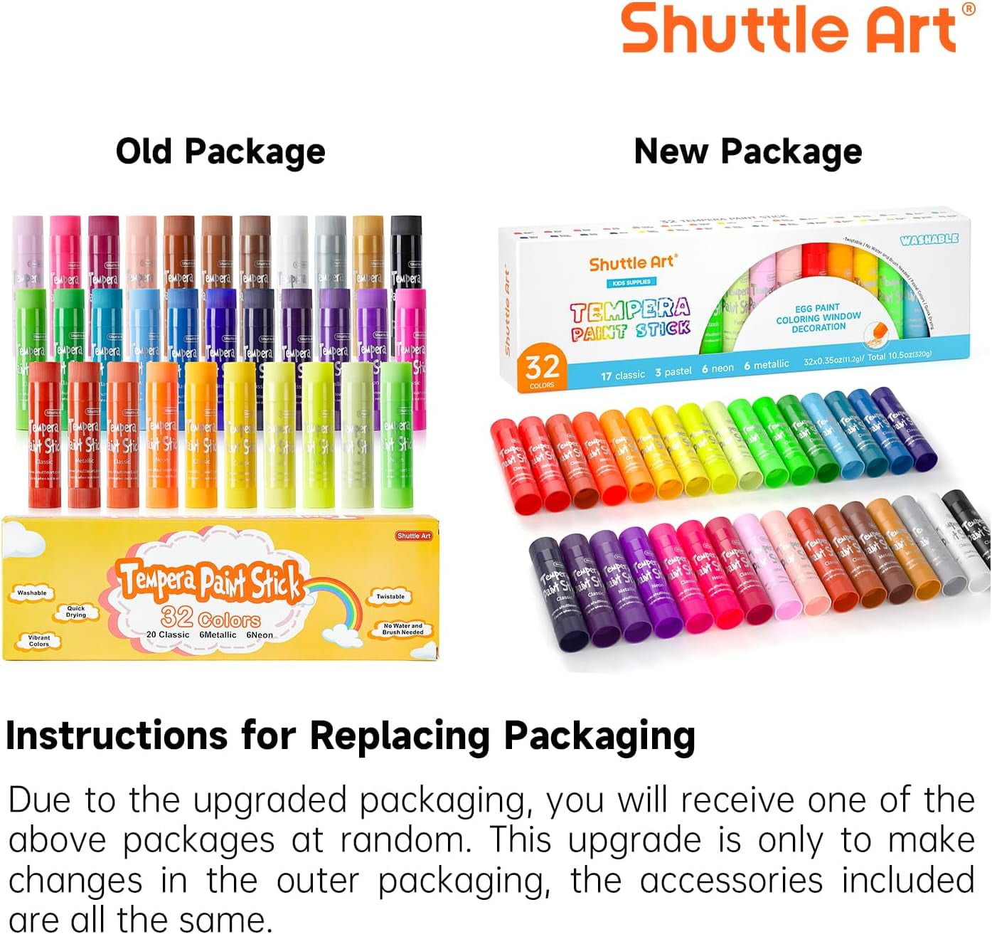 Tempera Paint Sticks, 32 Colors Solid Tempera Paint for Kids, Super Quick Drying, Works Great on Paper Wood Glass Ceramic Canvas