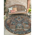 thumbnail image 2 of Unique Loom Outdoor Traditional Collection Area Rug - Heirloom (10' Round Multi/Beige), 2 of 8