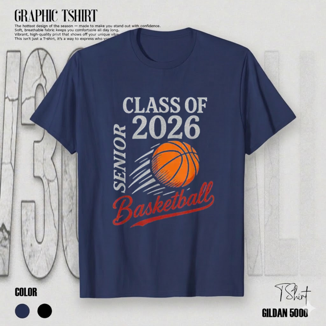 T-Shirt Unisexe de l'Équipe de Basketball Seniority 2026 pour l'École, jusqu'à la Taille 5TG