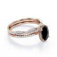 thumbnail image 3 of JeenMata Milgrain Bezel Set - 1.5 Carat Ovate Lab Grown Black Diamond and Moissanite - Twisted Infinity Pave Wedding Set - 18K Rose Gold Plating over Silver, 3 of 7