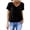 Black, variant on LEKODE Women's Linen Shirt Short Sleeve V Neck Cute Shirts Loose Dressy Casual Blouses Plus Size Tops Loose Fit Tunic Plain Workout Tops Work Shirts Sky Blue S