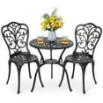 thumbnail image 6 of Nuu Garden 3-Piece Cast Aluminum Patio Bistro Set, All Weather Outdoor Furniture Bistro Set, Patio Dining Table with Umbrella Hole and Chairs, Butterfly , Black, 6 of 10