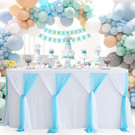 Wehilion Table Skirts for Rectangle Tables or Round Table Tulle Tablecloth Tutu Table Skirt for Wedding Baby Shower Birthday Party Dessert Buffet Banquet Table Decorations