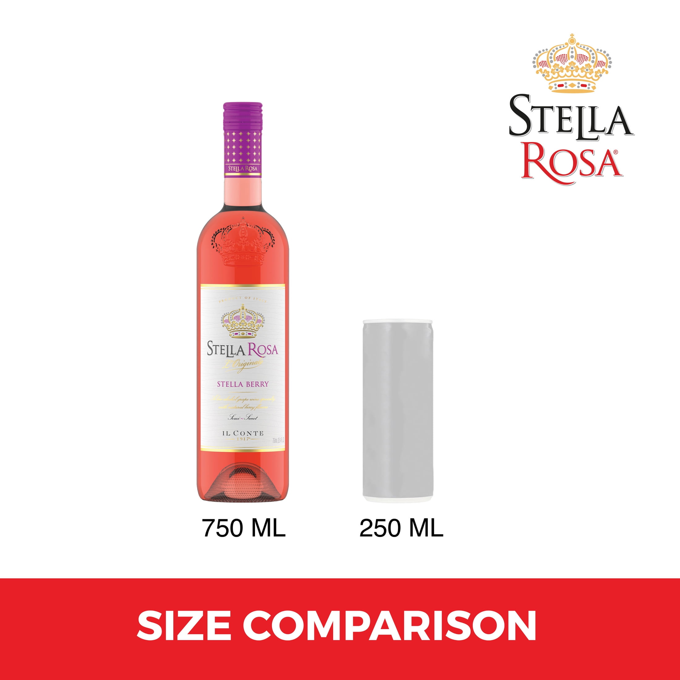 Stella Rosa Berry Semi-Sweet Rose Wine, 750ml Glass Bottle, Piedmont, Italy