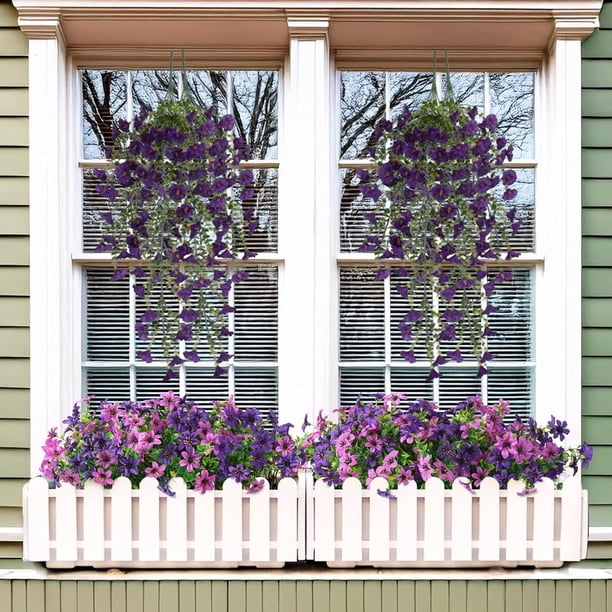 Guirnalda de campanillas artificiales para colgar en la pared | Guirnalda de flores artificiales para decoración de cestas colgantes de jardín al aire libre