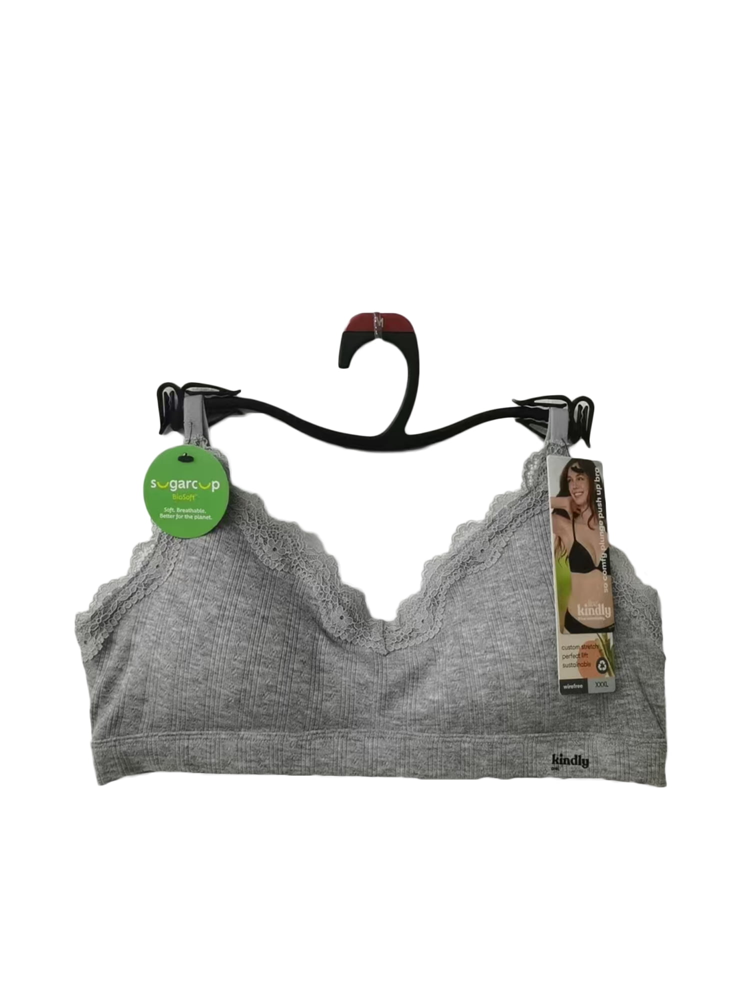 Kindly Yours Women’s Wire Free Pointelle Bralette with Lace Trim, Sizes S-XXXL