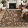 thumbnail image 2 of GENIMO 5'x7' Area Rug for Living Room, Machine Washable Non Slip Low Pile Rug for Bedroom Dining Room, Romantic Floral, Dusty Brown, 2 of 7