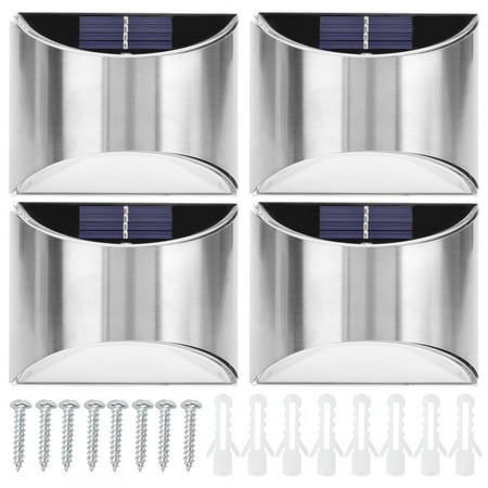 

2024 4Pcs Set Stainless Steel Solar Power LED Wall Light LightControl for Garden Yard Lighting