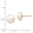 thumbnail image 3 of Real 14kt Yellow Gold 10-11mm White Freshwater Cultured Mabe Pearl Post Earrings; for Adults and Teens; for Women and Men, 3 of 3
