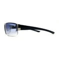 thumbnail image 4 of Mens Rimless Wrap Narrow Rectangle 90s Metal Rim Designer OG Sunglasses Silver Navy Blue, 4 of 4