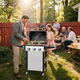thumbnail image 6 of Yardmaster 3-Burner Propane Gas Grill with Side Table, Stainless Steel BBQ Grill Outdoor Cooking with Grates and Warming Rack, 30,000 Btu Barbecue Grill for Patio, Camping, 6 of 7