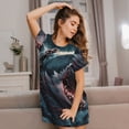 thumbnail image 3 of Picia Wave Chain Shark Pattern Women’s Nightdress – Casual Short-sleeved Loose-Fit Sleepwear, Soft Cotton Short-Sleeve Sleep Shirt for Relaxation & Comfort, 3 of 6