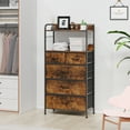 thumbnail image 3 of Homhougo Dresser for Bedroom with 5 Fabric Drawers, Chests of Drawers with Shelf, Organizer Storage Cabinet with Wood Tabletop & Hooks for Entryway, Hallway, Closet, Nursery, Brown, 3 of 13
