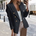 thumbnail image 2 of Gyexs Tweed Blazers for Women Plus Size Casual Long Sleeve Double Open Front Blazer Jackets Work Tops, Black, Size S, 2 of 6