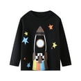 thumbnail image 5 of Toddler Boys' Long Sleeve Tee Shirt Christmas Cotton Casual Crewneck Rocket Graphic Tops T-Shirts Black Blue 3 Packs Sets 4T, 5 of 5