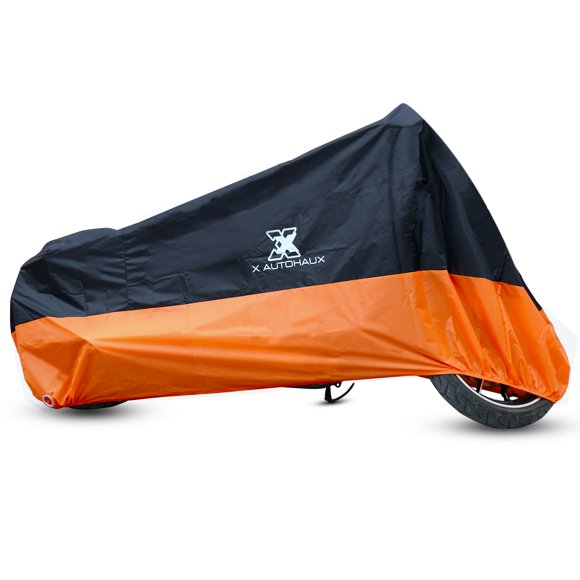 Unique Bargains Housse de Moto 190T Noir Orange Extérieur Imperméable Protection contre la Poussière UV Neige