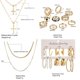 thumbnail image 2 of Set de joyería CONGYING de 65 piezas con collares en capas y anillos dorados, 2 of 8