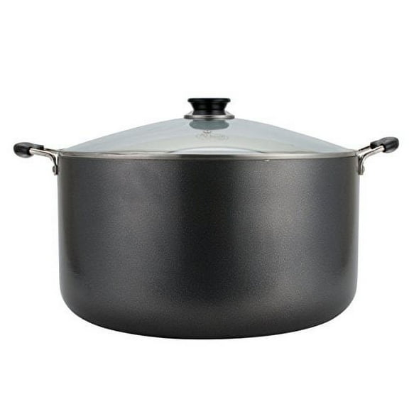 Alpine Cuisine 30 Quart Non-stick Stock Pot with Tempered Glass Lid and Carrying Handles, Multi-Purpose Cookware Aluminum Dutch Oven for Braising, Boiling, Stewing