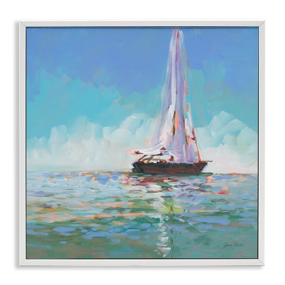 Stupell Industries Tropical Quiet Sailing White Framed Giclee Art, 12 x 12, by Jane Slivka