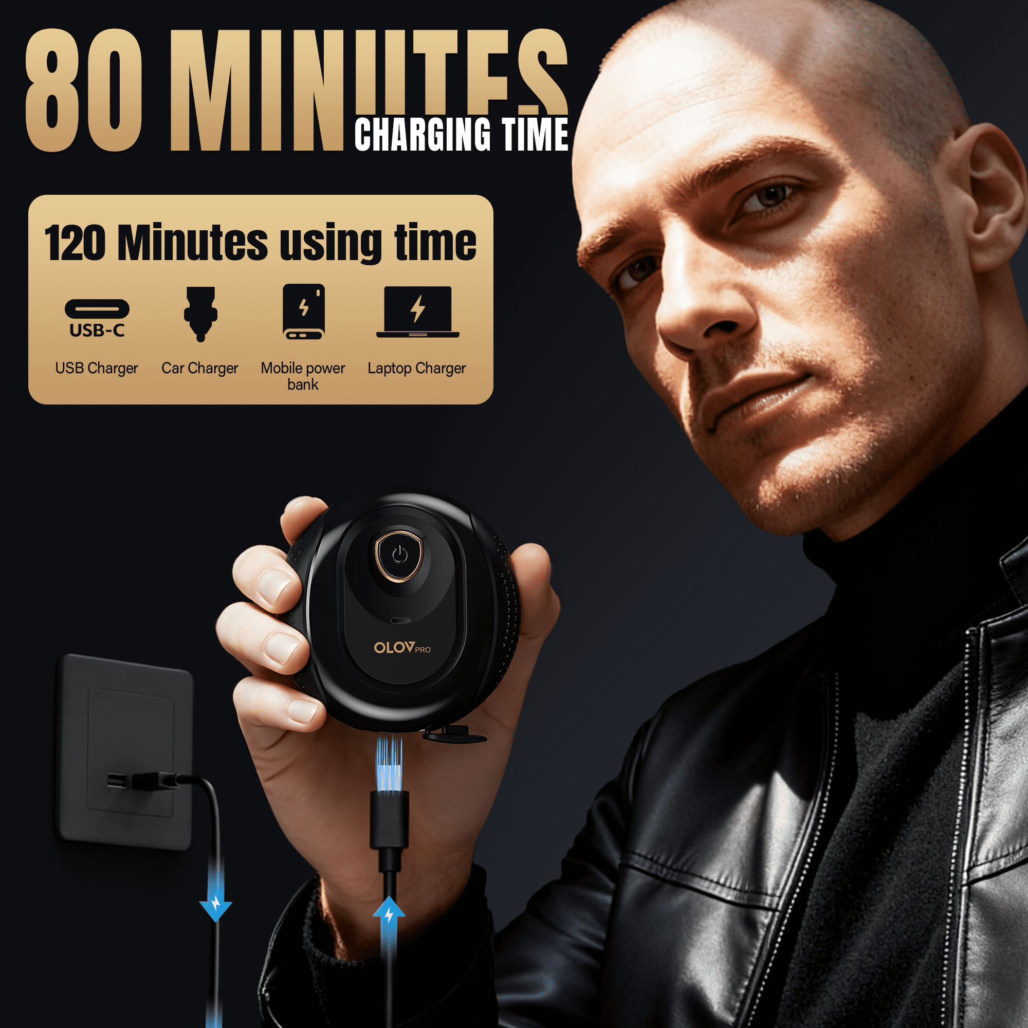 OLOV Pro Head Shaver for Bald Men Wet and Dry Use - Waterproof Men's Head & Body Hair 360 Electric Razor, Skin-Friendly, Long Lasting & Easy to Clean, Gifts for Men
