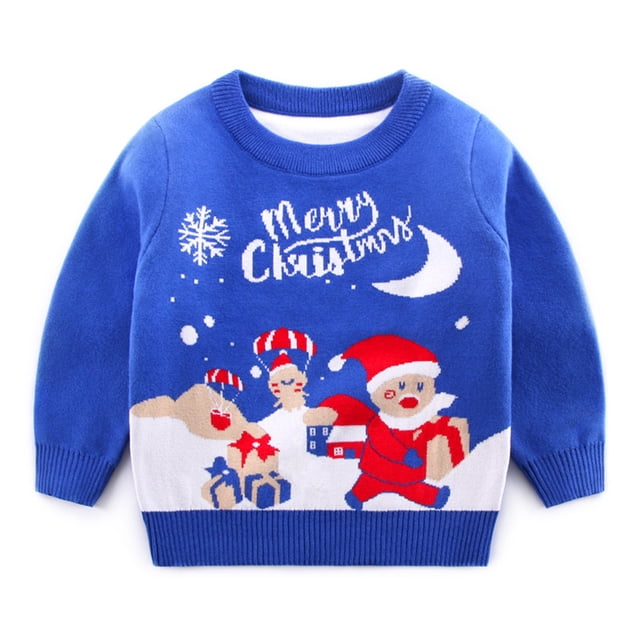 YTDSCS Chandails de Noël pour Enfants Garçons Filles Chandail Chaud Chandail Tricoté d'Hiver Bébé Doux Col Rond 2-8T
