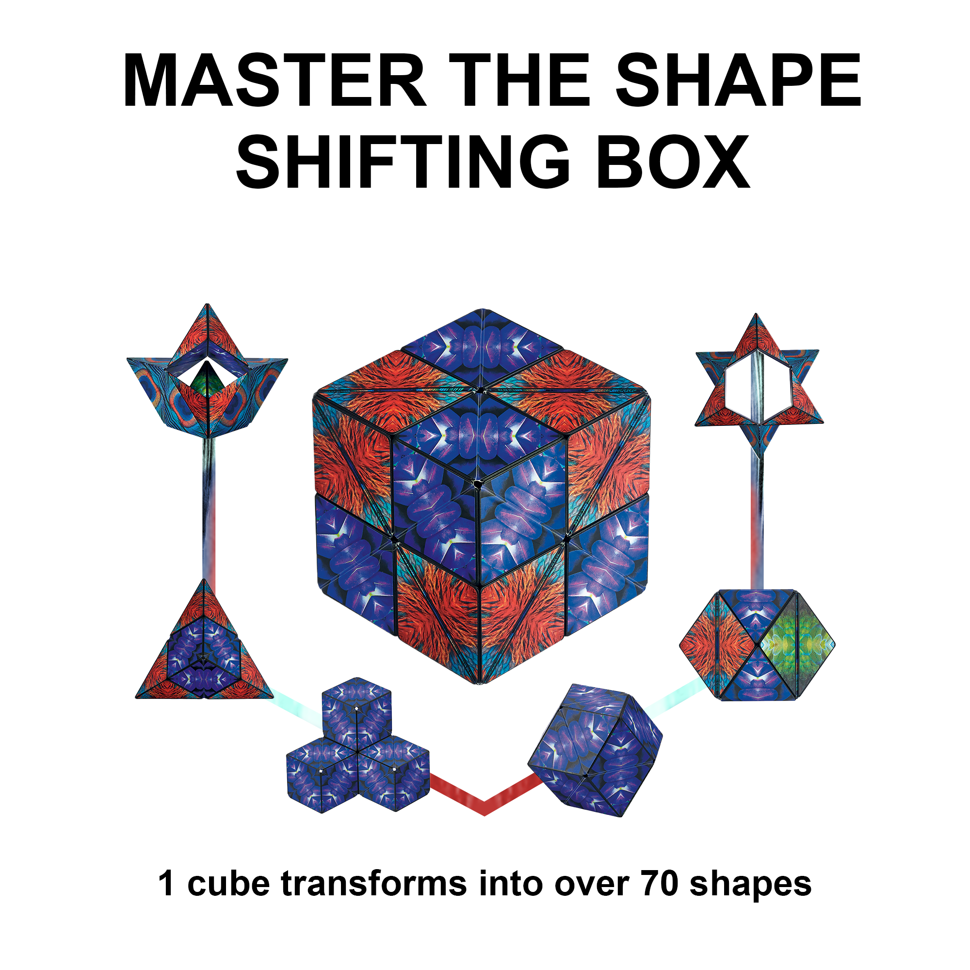 Extraordinary 3D Fidget Cube Toy Transforms Into Over 70 Shapes Award-Winning SHASHIBO Shape Shifting Box The Grateful Dead - Dancing Bears Patented Fidget Cube w/ 36 Rare Earth Magnets 