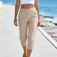 thumbnail image 6 of DHFJKG Womens Golf Dress Capri Pants Solid Color Slim Fit Flat Front Stretchy Cropped Pants Workwear Stylish Trousers, 6 of 9