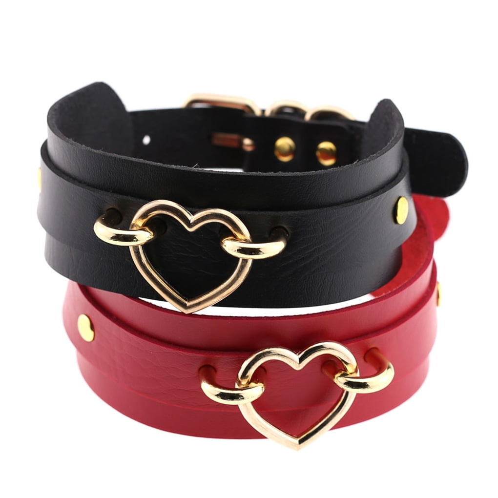 Electronicheart Women Cosplay Neck Collar Leather Heart Choker Girls Adjustable Neck Band Party Club Necklace Walmart