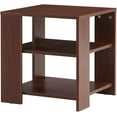 thumbnail image 5 of Square Side Table, Modern End Table Sofa Table with 2-Tier Bottrom Shelves and 4 Legs, Wood Living Room Nightstand Bedside Table with Wide Tabletop for Living Room Bedroom, Easy Assembly, Brown, 5 of 7