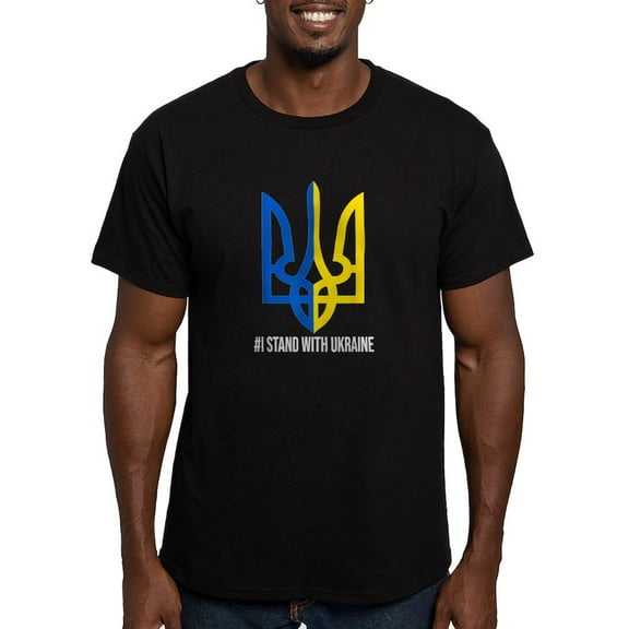 CafePress - I Stand With Ukraine Flag Support Ukraine T Shirt - Men's Fitted T-Shirt