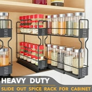 Spice Rack Organizer, 2-Tier Pull Out Seasoning Rack for Kitchen Cabinet, Spice Drawer Organizer Shelf for Small Space