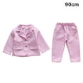 thumbnail image 1 of facefd Wedding Party Girls Formal Suit Top Set Kids Spring Turn Down Collar Clothes Kit Polyester Breathable Clothing Pink Pants 90cm, 1 of 9