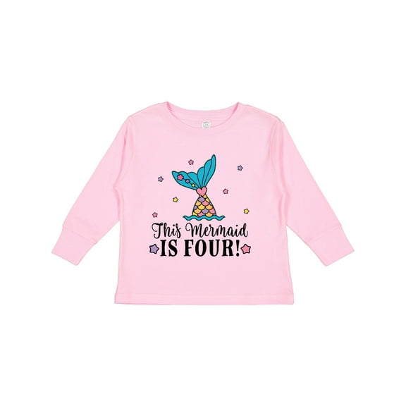Inktastic 4th Birthday Mermaid Tail Girls Girls Long Sleeve Toddler T-Shirt