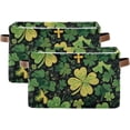 thumbnail image 2 of St. Patrick's Day Shamrock Storage Basket with Handles Collapsible Storage Bins Canvas Fabric Storage Organizer for Shelves Closet Bedroom Living Room 2Pack Decor Gifts, 2 of 7