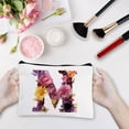 thumbnail image 5 of M Makeup Bags Canvas Cosmetic Bag Floral Letter Multi Purpose Pen Case Zipper Toiletry Travel Bag Case Purse Pouches Portable for Women Mom Best Friend Bridesmaid Teacher Gifts 10x7Inch, 5 of 6