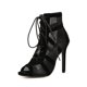 thumbnail image 3 of zapatos negros a la moda con diamantes para mujer, sandalias de verano con cordones cruzados, zapatos de tacón alto hasta el tobillo para mujer, zapatos huecos con superficie neta, 3 of 5