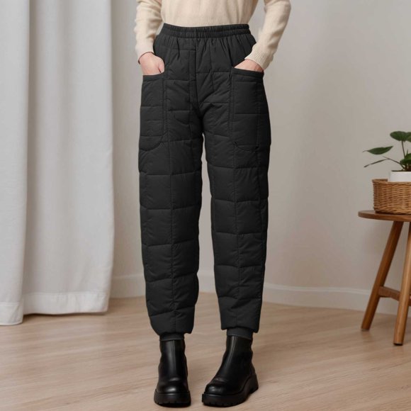 Winter Thermal Pants Casual Wide Leg Trousers With Drawstring Windproof Fleece Lined Outdoor Commute Lightweight Comfort Fit Women'S Casual Pants