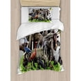 thumbnail image 3 of Africa Duvet Cover Set Queen Size, Digital Collage of Wild Animals with African Safari Animals Zoo Theme Print Artwork, Decorative 3 Piece Bedding Set with 2 Pillow Shams, Multicolor, by Ambesonne, 3 of 3