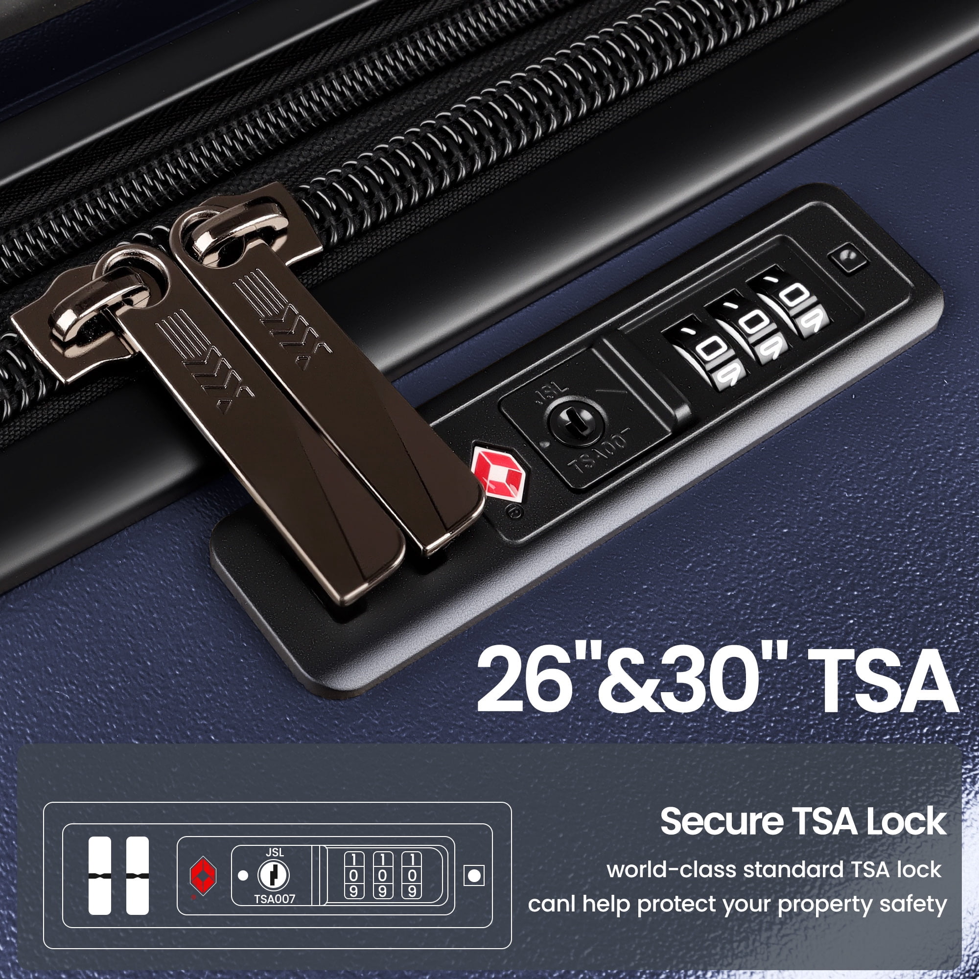 New York Xpress 3-Piece Hardside Luggage Set, Expandable Suitcases with TSA Lock, 20"/26"/30" Carry-on & Checked, Blue - WD577