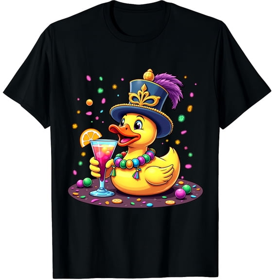 Mardi Gras Rubber Duck Costume Louisiana Mardi Gras Carnival Graphic Crew Neck Short Sleeve T-Shirts (Men's, Women's)