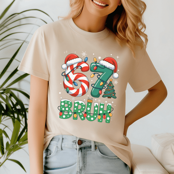 67 Six Seven 6 7 Meme Christmas, Funny Christmas TShirt, Santa Shirt, Vintage Holiday Tee, Merry Xmas Gift, Family Holiday Outfits