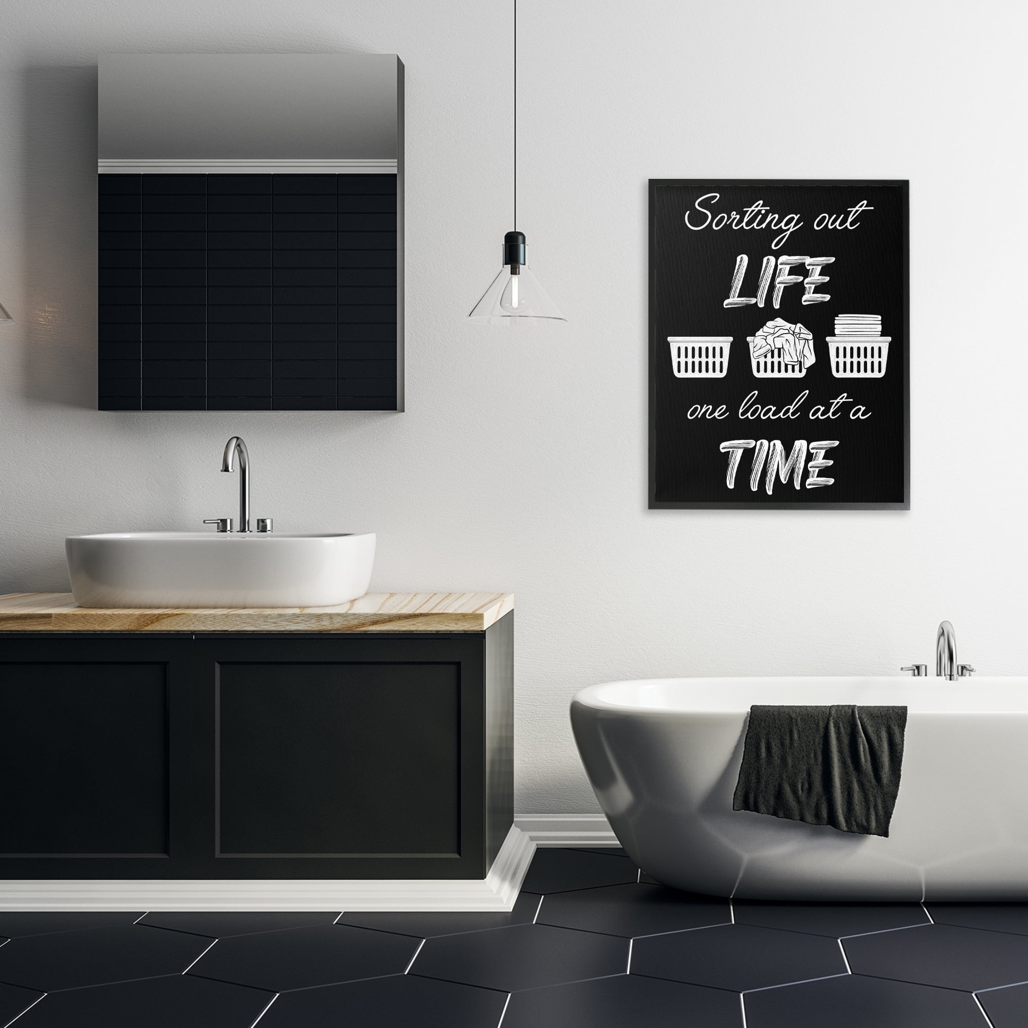 Sorting Out Life Laundry Black Framed Giclee Art, design by Marcus Prime