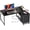 Black, variant on 43 Inch L Shaped Desk with Power Outlets & Drawers, Reversible L-Shape Computer Desk
